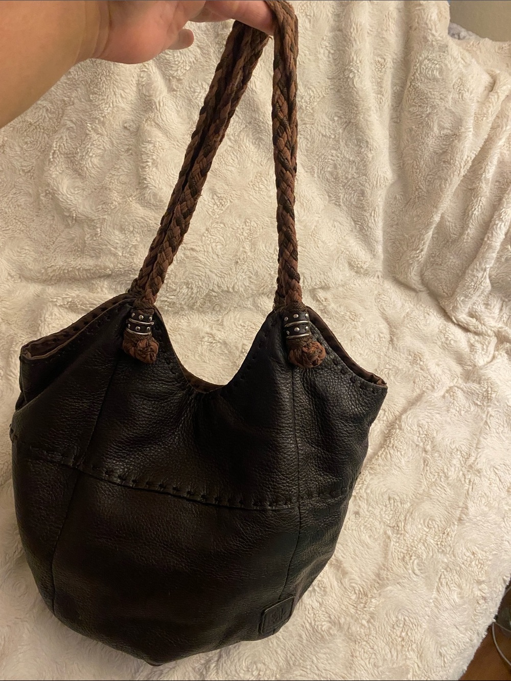 The Sak Brown Multicolor Striped Interior Tote